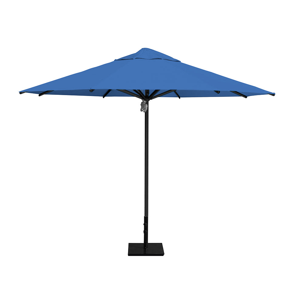 11' Saville octagonal umbrella by Extreme Canopy with capri canopy, black frame, and 50lb steel base