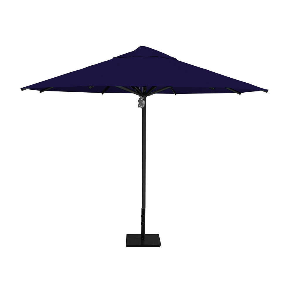 11' Saville octagonal umbrella by Extreme Canopy with navy canopy, black frame, and 50lb steel base