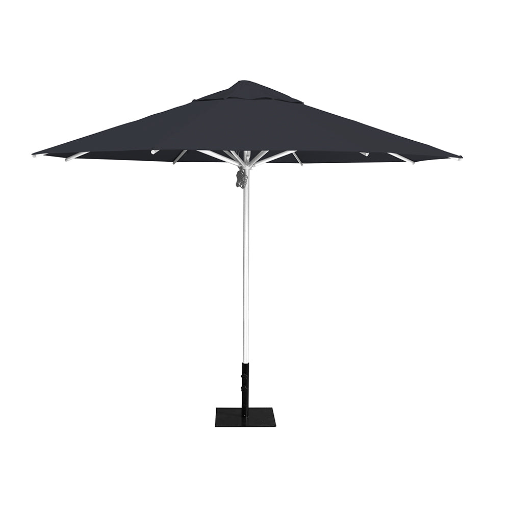 11' Saville octagonal umbrella by Extreme Canopy with charcoal canopy, silver frame, and 26lb steel base