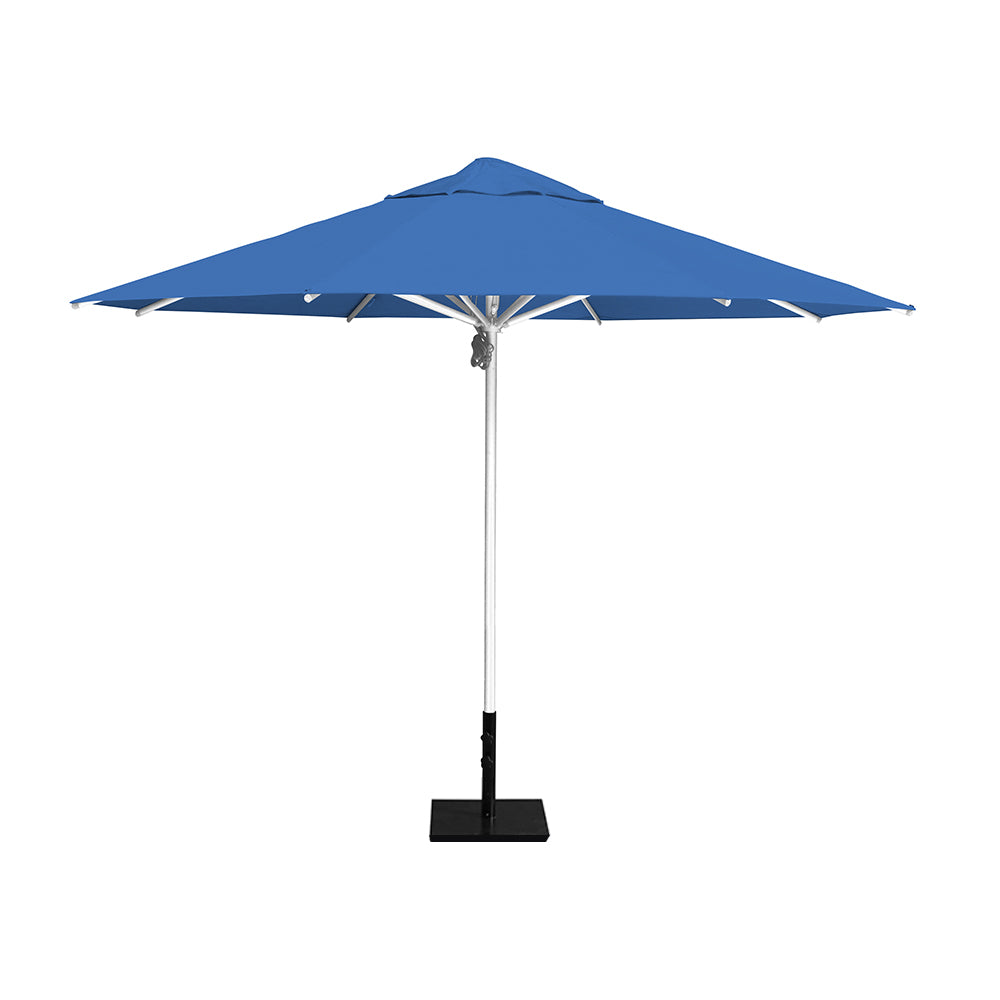 11' Saville octagonal umbrella by Extreme Canopy with capri canopy, silver frame, and 50lb steel base