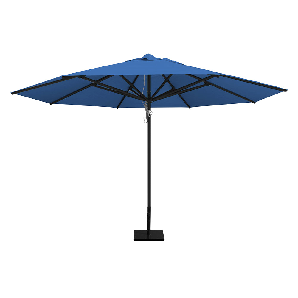 Capri 13' saville octagonal outdoor umbrella featuring a black frame and 50lb steel base by Extreme Canopy