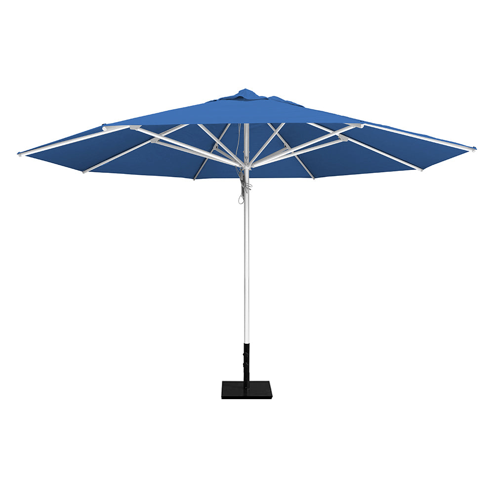 Capri 13' saville octagonal outdoor umbrella featuring a white frame and 50lb Base Plate by Extreme Canopy