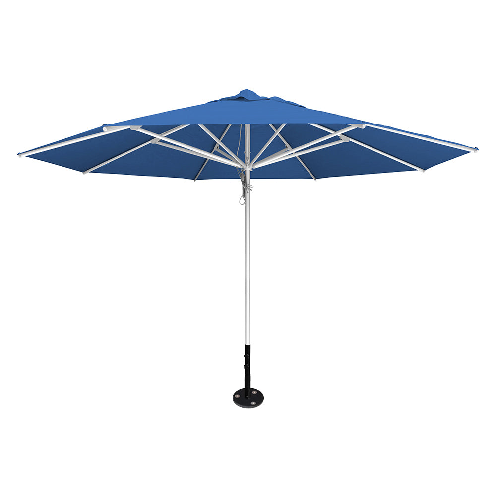Capri 13' saville octagonal outdoor umbrella featuring a silver frame and inground base by Extreme Canopy