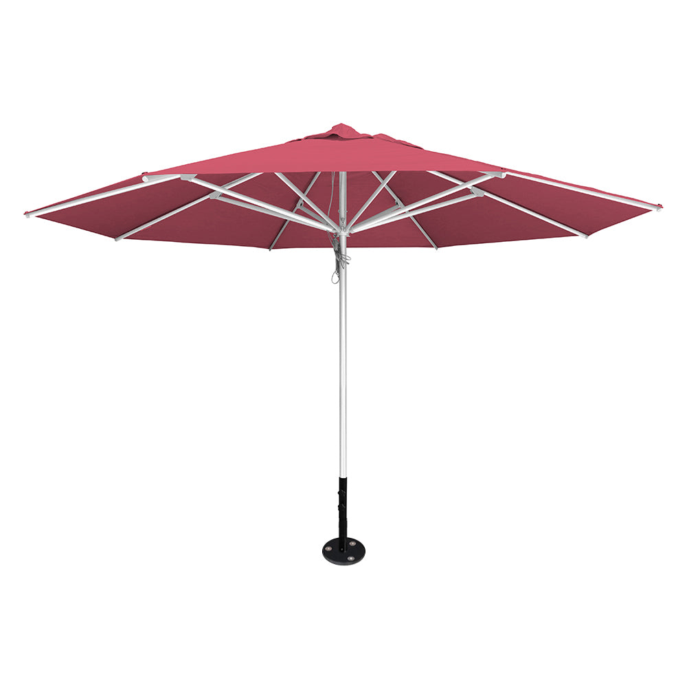 Coral 13' saville octagonal outdoor umbrella featuring a silver frame and inground base by Extreme Canopy