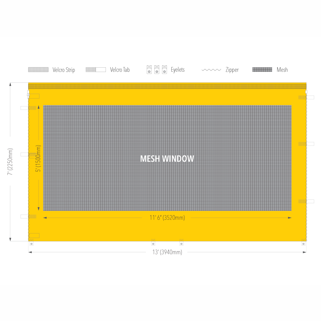 13' Canopy Mesh Window Wall | Canopy Accessory