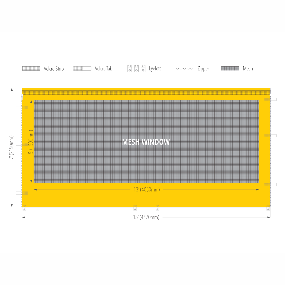 15' Canopy Mesh Window Wall | Canopy Accessory