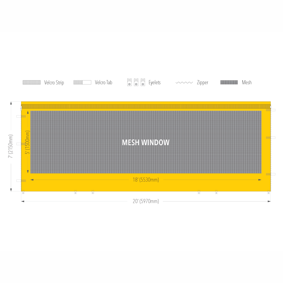 20' Canopy Mesh Window Wall | Canopy Accessory