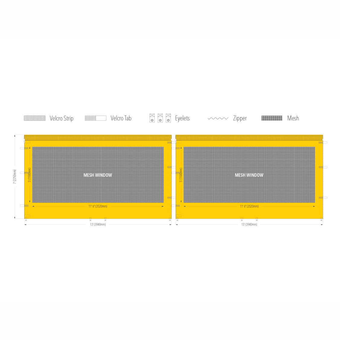 26' Canopy Mesh Window Wall | Canopy Accessory