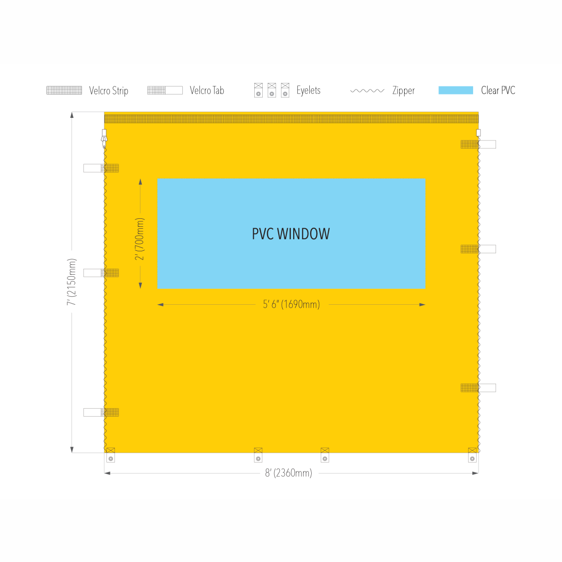 8' Canopy PVC Window Wall | Canopy Accessory