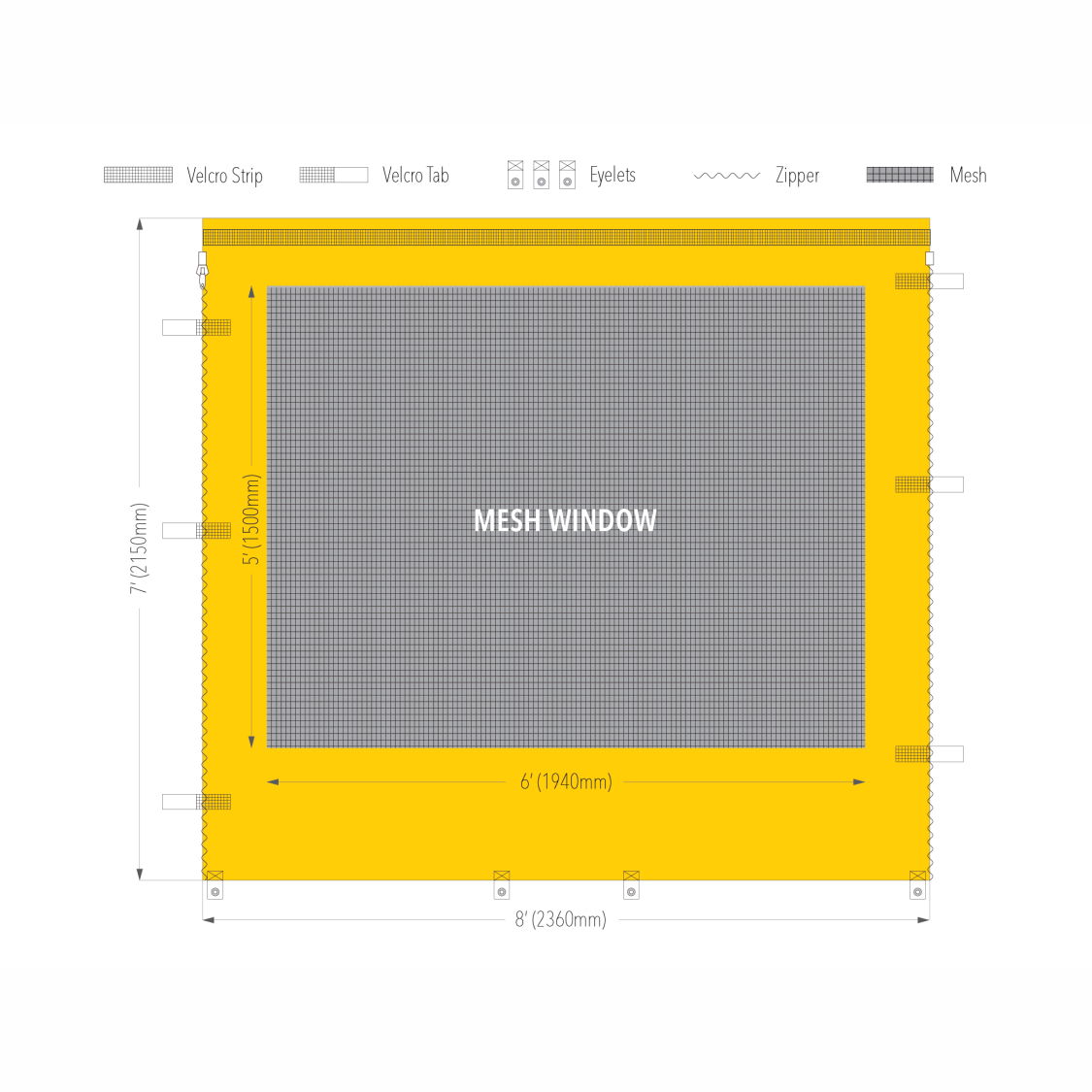 8' Canopy Mesh Window Wall | Canopy Accessory