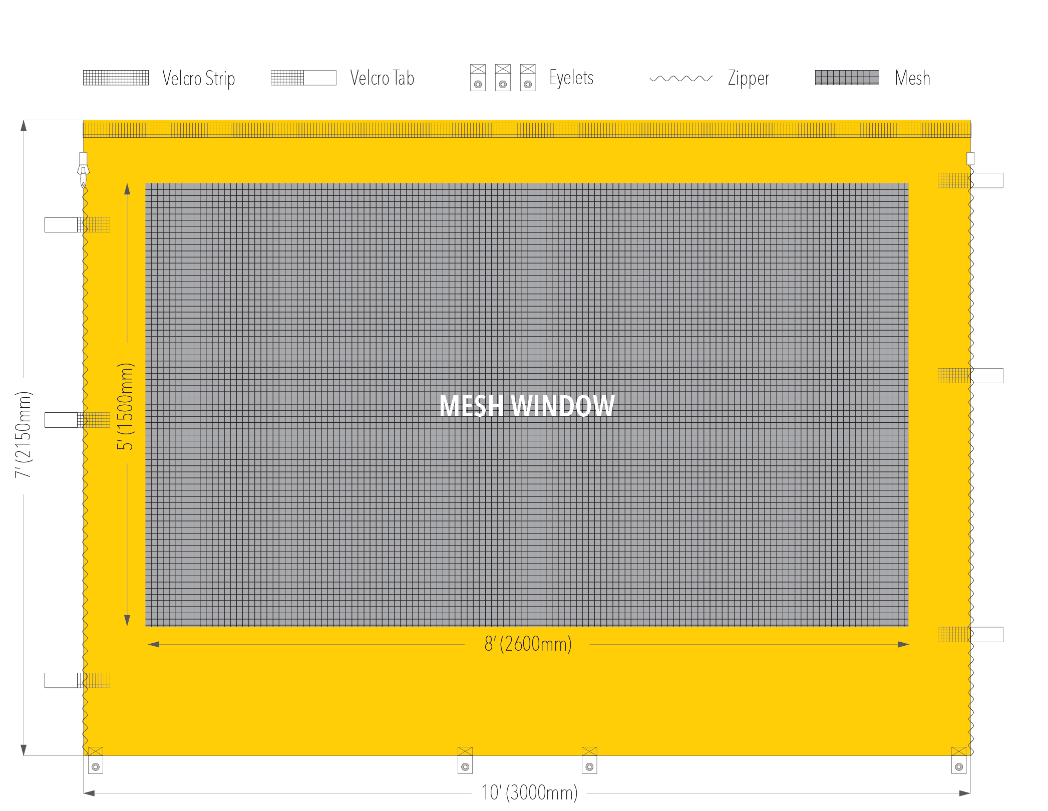 10ft mesh window wall diagram