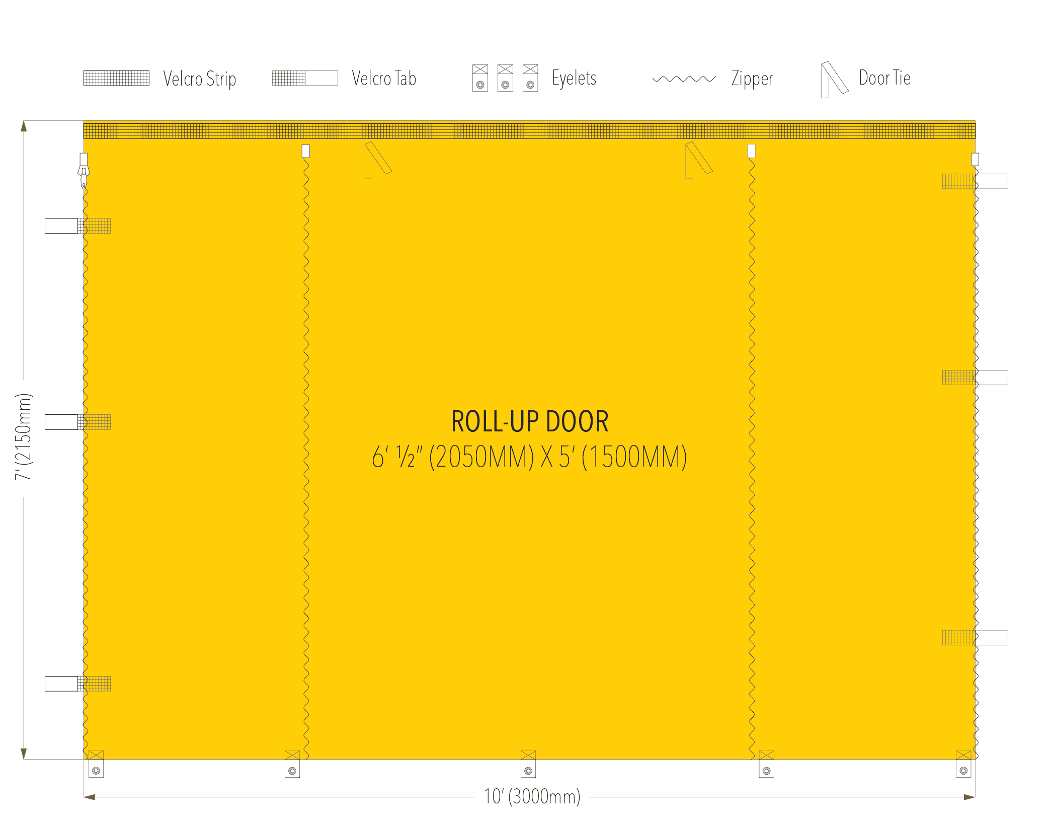 10ft roll-up door wall diagram