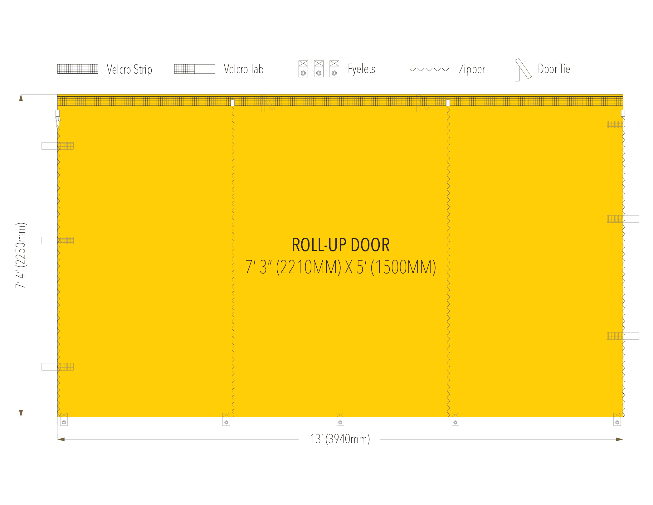 13ft roll-up door wall diagram