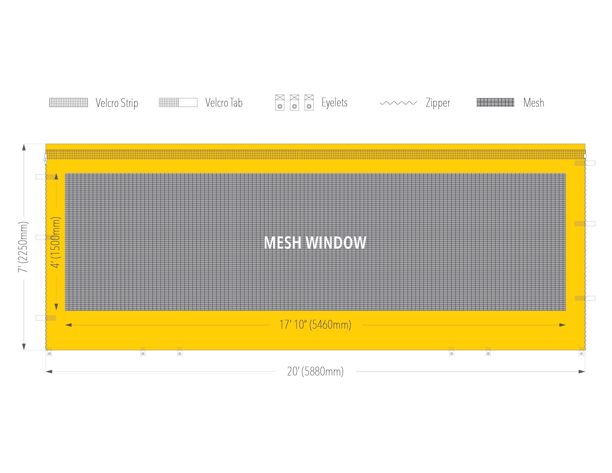 20ft tec mesh window wall diagram