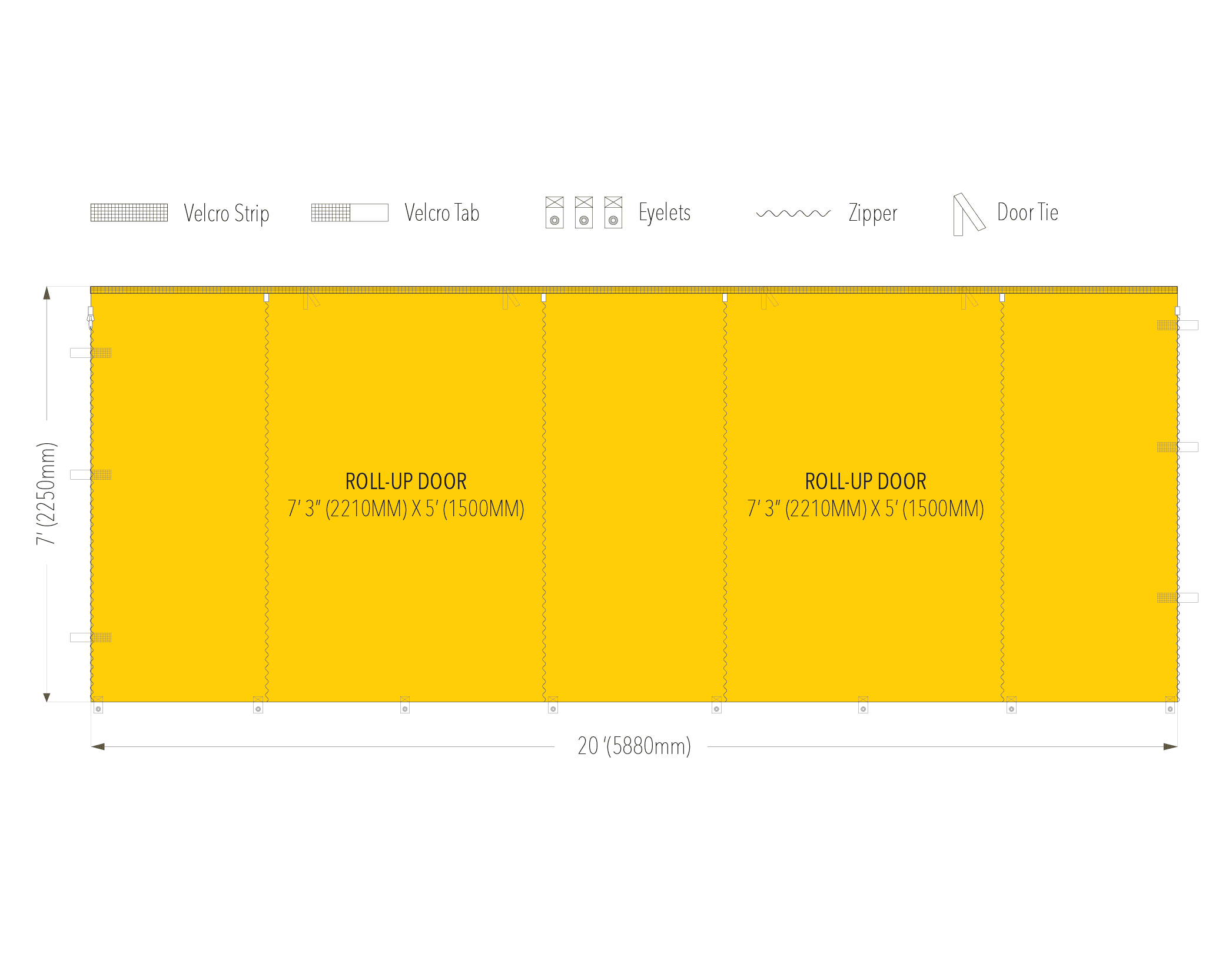 20ft tec roll-up door wall diagram