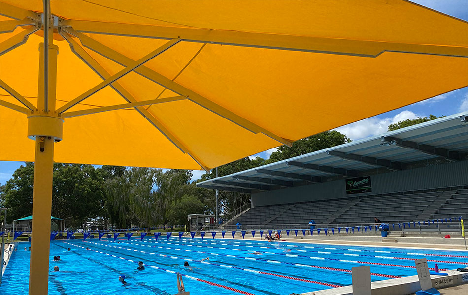 commercial yellow umbrella for pool side