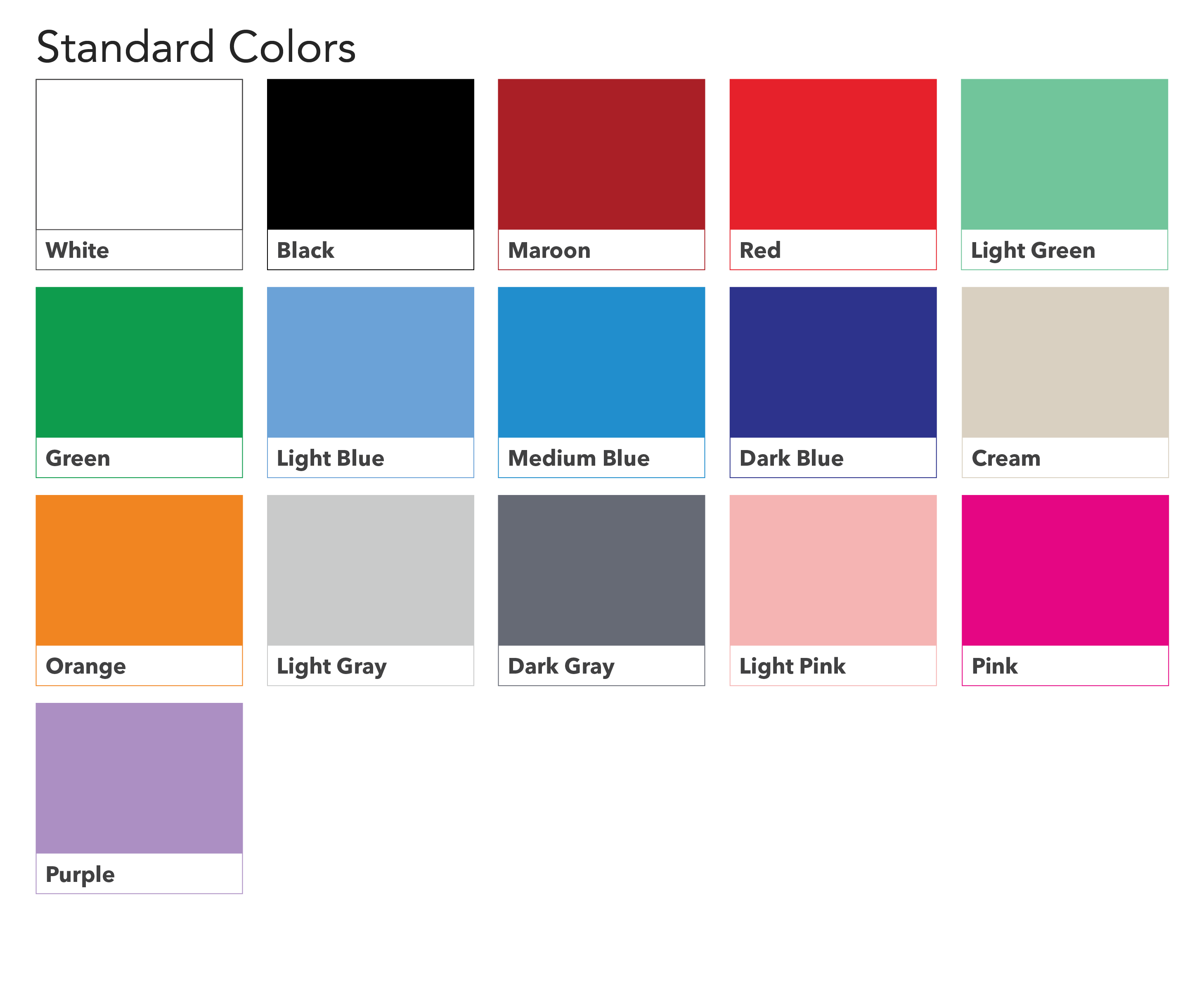 Standard Colors for Screen Print Bulk Buys